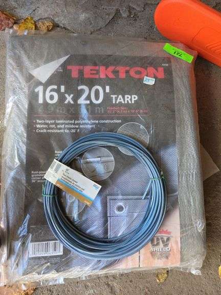 New 16x20 Tarp W Steel Plastic Coated Line