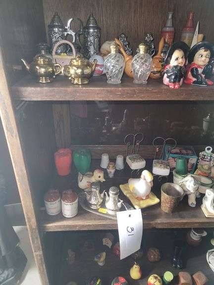3 Shelf Of Salt & Pepper Shakers & Books, Trays