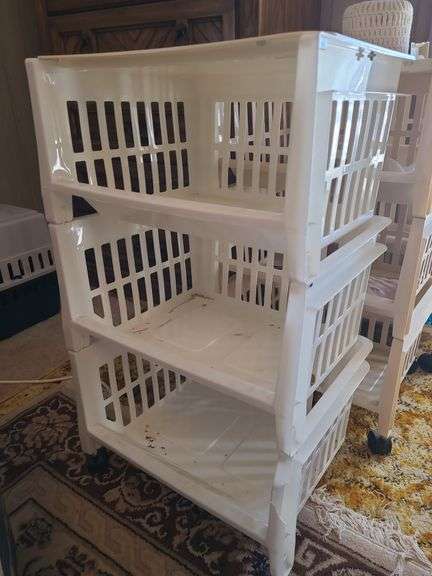 3 Plastic Organizers On Casters