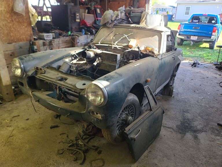 1969 MG Midget, In Pieces, Not Running. Includes Engine, Hood, Bumpers, all off-vehicle, Has Title