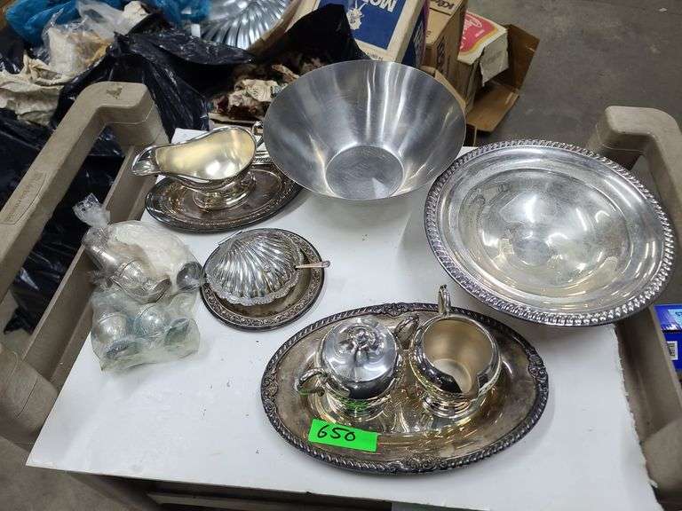 Assorted Silver on Copper and Plated Dunner Service Pieces, 11pcs