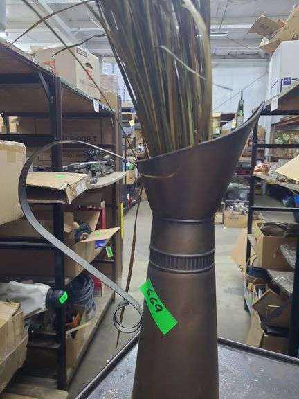 Decorative Metal Pitcher And Grass