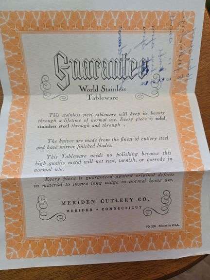 World Stainless Tableware Service For 8 (Has 16 T Spoons) W/ Paper Work