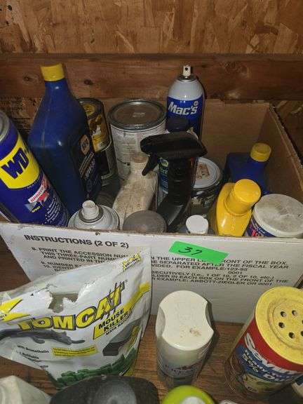 Box of Partial Cleaning Supplies, Wax, Oil and More