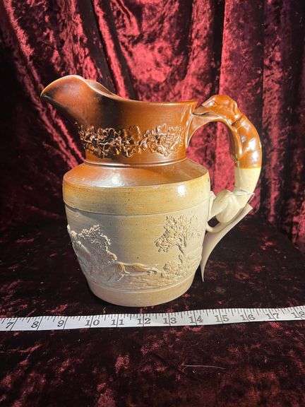 Early English Pottery Jug with Hunting Scene