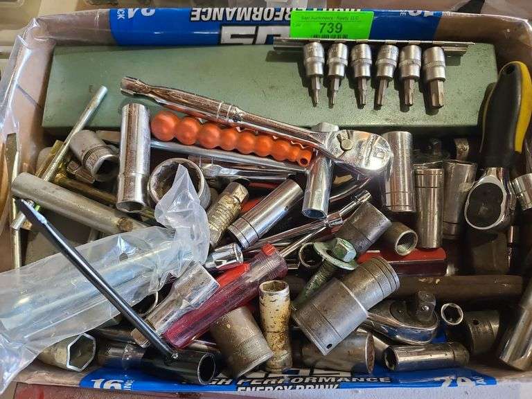 Assorted Sockets and Ratchets, Various Sizes and Manufacturers