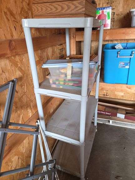4 Shelf Plastic Shelving Unit Approx 5' Contents Excluded