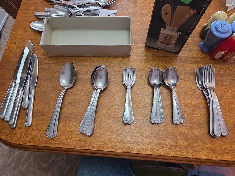 World Stainless Tableware Service For 8 (Has 16 T Spoons) W/ Paper Work