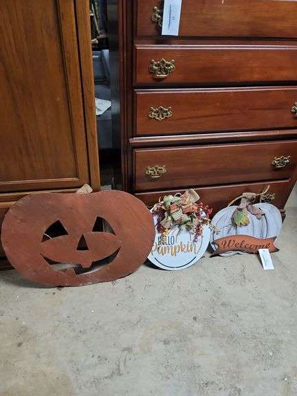 Lot Of Wooden Pumpkins