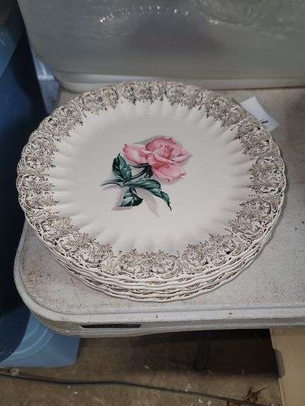 7 Piece American Limoges Le Fleux Rogue 22 K Gold