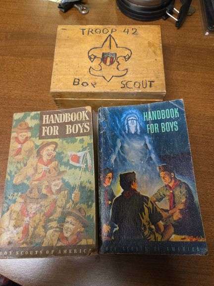 2 1948 Vintage Boy Scout Hand Books Boys Scout Box