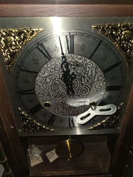 Stellar 31-Day Wood Case Pendulum Clock, Collectible 6" Vintage Avon China Ivory Porcelain Winter Rose Mantel Table Clock