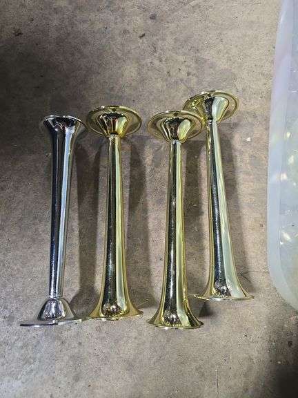 Tote of Artificial Flowers, Decorative Candle Holders