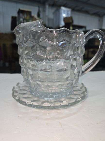 Vintage Fostoria, Punch Bowl, Pitcher, Pedestal, Serving Tray, Creamer and Sugar Bowl