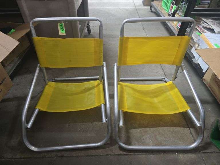 2 Aluminum Yellow Folding Chairs