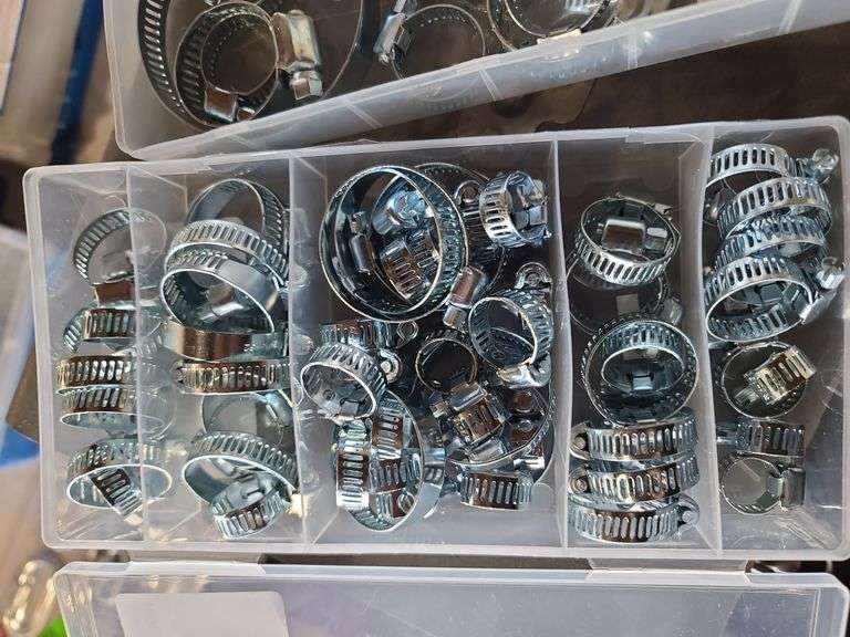 Two Plastic Cases of Assorted Hose Clamps