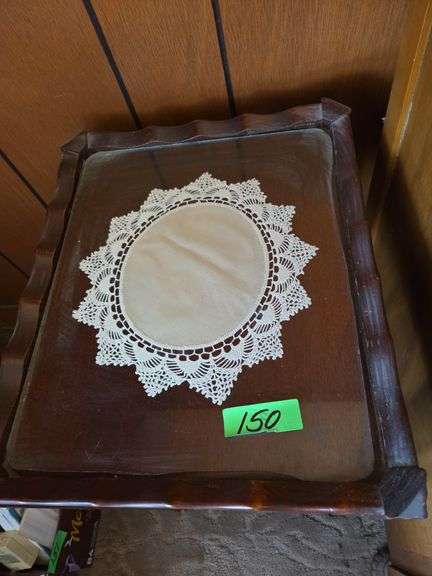 Vintage Side Table W/ Glass On Top