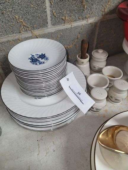 Approximately 36 Pieces Royal Blue Ironstone Enoch Wedgewood