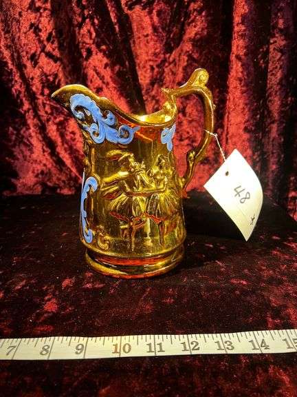 Early English Lustreware Jug with Dancing Scene