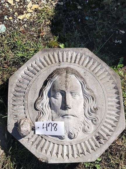 Possible Jesus relief sculpture In Concrete With Base