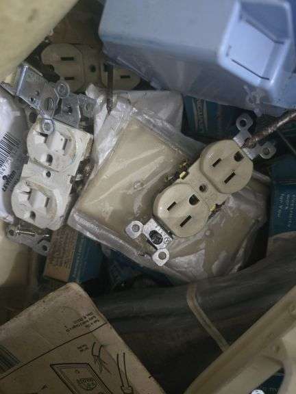 Box of Electric Receptacles, Conduit, Bowling Pin