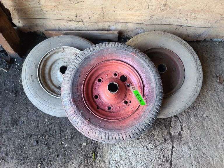 Three Wheelbarrow-Size Wheels and Tires