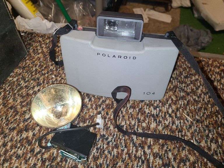 Polaroid Camera, Flash, And Case