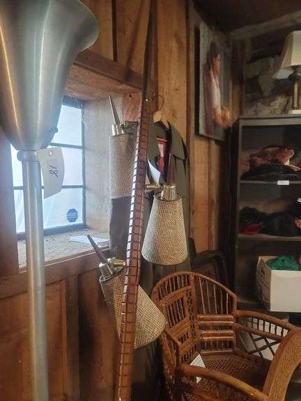 Woven Burlap-Style Floor Lamp 3 Lights