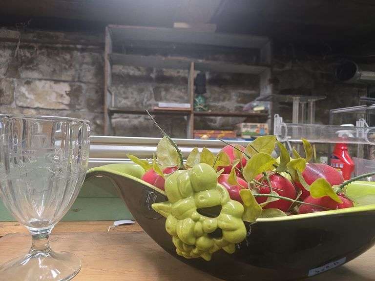 Decorative Fruit Center Piece, Cut Glass Goblet