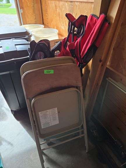 2 Lawn Chairs & 2 Folding Chairs,Patio Side Table