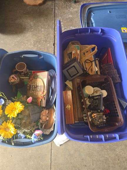 2 Totes Of Various Wall Art, Decor, And More