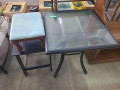 Glass Top Table And 2 Stools