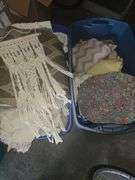 2 Totes Full of Various Blankets, Rugs, Placemats