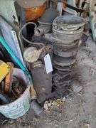 Small Block Chevy (Believed to be 327), Contents Only of Two Shelves of Assorted Engine Parts and One Shelf with Oil Pan