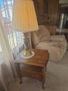 End Table And Lamp (Table Approx. 2ft Tall) (Lamp Approx 34")