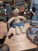 2 Antique Children Chairs,Ty Beanie, Dolls, Tambourines, Mirror