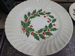 2 Boxes Of 16 Pc. Festive Dish Set, Glasses, And Metal Trays