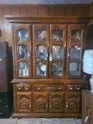2 Pc. Wooden China Cabinet With Bubble Glass Doors & Glass Shelves (Come At 6: 30 For Pickup)
