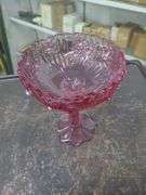 Vintage Fenton Rose Colonial Pink Round Footed Compote