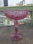 Vintage Fenton Rose Colonial Pink Round Footed Compote