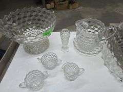 Vintage Fostoria, Punch Bowl, Pitcher, Pedestal, Serving Tray, Creamer and Sugar Bowl