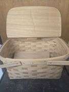 Woven Picnic Basket, Wicker Basket, Wooden Serving Tray