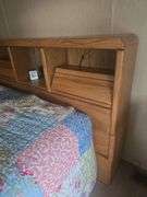 2 Pc Bedroom Set Full/Double Size Head Board With Storage, 9 Drawer Dresser with Shelves and Mirror