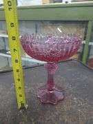 Vintage Fenton Rose Colonial Pink Round Footed Compote