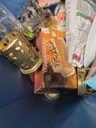 Tote Of Plates,Candle Holders, Butter Dish, Stemware