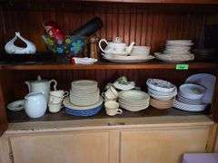 2 Shelves Of Assorted Dishes