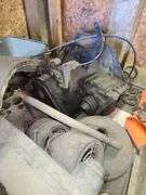 Small Block Chevy Heads, FWD Dodge Transmission and Assorted Engine and Car Parts, Under Workbench