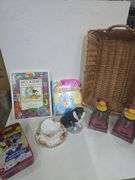 Box Full of St. Patrick's Day, Trinkets, Wicker Basket, Books and More