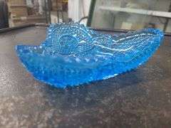 Vintage Cut Glass Sawtooth Amber Dish