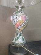 2 Beautiful Mid Century Capodimonte, Porcelain, Hand Painted Table Lamps with Shades